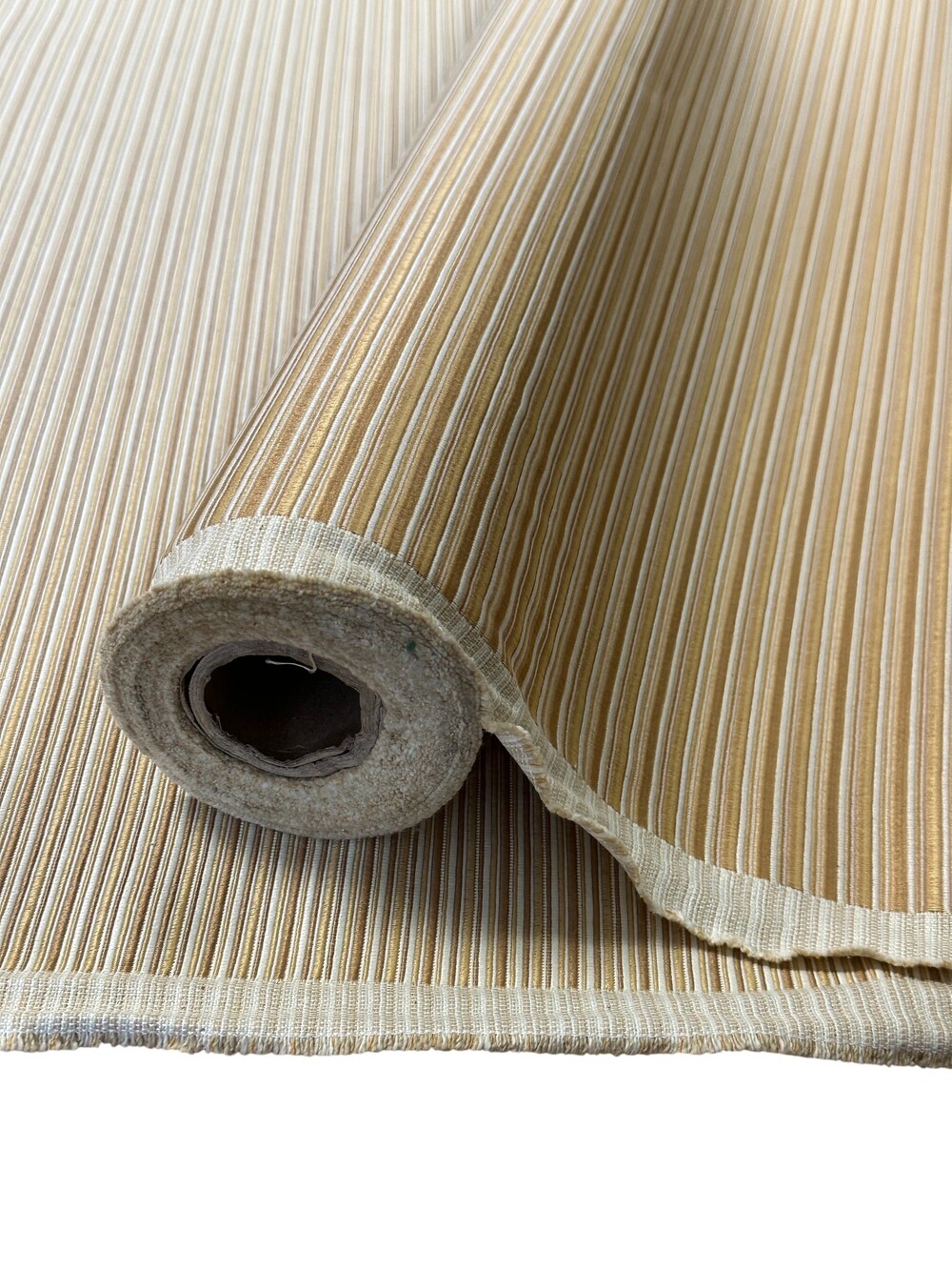 Vintage Striped Cotton Polyester Blend Upholstery Drapery Fabric 46"